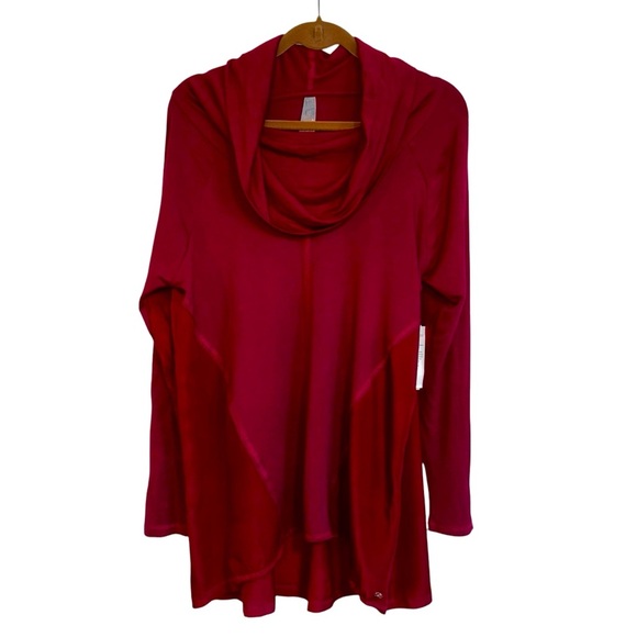 Melissa McCarthyxSeven7 Women’s Large Tunic Top Cowl Neck Red Modal Long Sleeve - Picture 1 of 11